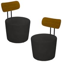 Kit 2 Poltronas Decorativas Addams PU Preto G45 - Gran Belo Kit 2 Poltronas Decorativas Addams PU Preto G45 - Gran Belo