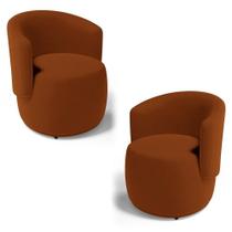 Kit 2 Poltronas Decorativas Aisha Orgânica Poltrona de Descanso Veludo Terracota Abmaza