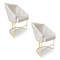 Kit 2 Poltronas Decorativas Alana Veludo Base de Ferro Dourado - Pallazio Kit 2 Poltronas Decorativas Alana Veludo Base de Ferro Dourado - Pallazio