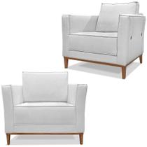 Kit 2 Poltronas Decorativas Balli Pes Madeira Linho Grigio Ezz Grigio