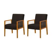 Kit 2 Poltronas Decorativas Base em Madeira Maciça e Corda Náutica Copacabana Linho Marrom Escuro Kit 2 Poltronas Decorativas Base em Madeira Maciça e Corda Náutica Copacabana Linho Marrom Escuro