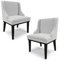 Kit 2 Poltronas Decorativas Base Fixa de Madeira Firenze Linho Cinza/Preto G19 - Gran Belo Kit 2 Poltronas Decorativas Base Fixa de Madeira Firenze Linho Cinza/Preto G19 - Gran Belo