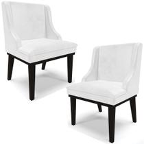 Kit 2 Poltronas Decorativas Base Fixa de Madeira Firenze PU Branco Brilho/Preto G19 - Gran Belo Kit 2 Poltronas Decorativas Base Fixa de Madeira Firenze PU Branco Brilho/Preto G19 - Gran Belo