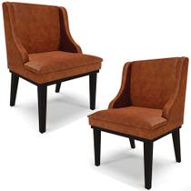 Kit 2 Poltronas Decorativas Base Fixa de Madeira Firenze PU Nozes/Preto G19 - Gran Belo Kit 2 Poltronas Decorativas Base Fixa de Madeira Firenze PU Nozes/Preto G19 - Gran Belo