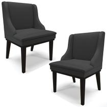Kit 2 Poltronas Decorativas Base Fixa de Madeira Firenze PU Preto Fosco G19 - Gran Belo Kit 2 Poltronas Decorativas Base Fixa de Madeira Firenze PU Preto Fosco G19 - Gran Belo