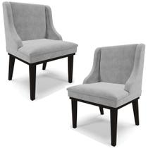 Kit 2 Poltronas Decorativas Base Fixa de Madeira Firenze Suede Cinza/Preto G19 - Gran Belo Kit 2 Poltronas Decorativas Base Fixa de Madeira Firenze Suede Cinza/Preto G19 - Gran Belo