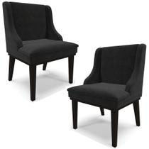 Kit 2 Poltronas Decorativas Base Fixa de Madeira Firenze Suede Preto G19 - Gran Belo Kit 2 Poltronas Decorativas Base Fixa de Madeira Firenze Suede Preto G19 - Gran Belo