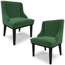 Kit 2 Poltronas Decorativas Base Fixa de Madeira Firenze Veludo Verde/Preto G19 - Gran Belo Kit 2 Poltronas Decorativas Base Fixa de Madeira Firenze Veludo Verde/Preto G19 - Gran Belo