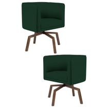 Kit 2 Poltronas Decorativas Base Ka Madeira Betina B-303 Veludo Verde Musgo - Domi Kit 2 Poltronas Decorativas Base Ka Madeira Betina B-303 Veludo Verde Musgo - Domi