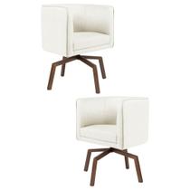 Kit 2 Poltronas Decorativas Base Ka Madeira Betina B-309 Veludo Bege - Domi Kit 2 Poltronas Decorativas Base Ka Madeira Betina B-309 Veludo Bege - Domi