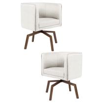 Kit 2 Poltronas Decorativas Base Ka Madeira Betina B-443 Linho Bege - Domi Kit 2 Poltronas Decorativas Base Ka Madeira Betina B-443 Linho Bege - Domi