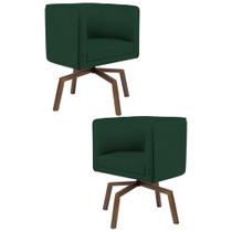 Kit 2 Poltronas Decorativas Base Ka Madeira Betina C-117 Linho Verde Musgo - Domi Kit 2 Poltronas Decorativas Base Ka Madeira Betina C-117 Linho Verde Musgo - Domi