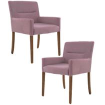 Kit 2 Poltronas Decorativas Base Madeira Angel B-305 Veludo Rosa - Domi Kit 2 Poltronas Decorativas Base Madeira Angel B-305 Veludo Rosa - Domi