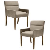 Kit 2 Poltronas Decorativas Base Madeira Angel B-68 Veludo Marrom - Domi Kit 2 Poltronas Decorativas Base Madeira Angel B-68 Veludo Marrom - Domi