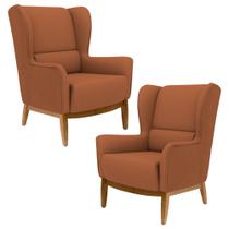 Kit 2 Poltronas Decorativas Base Manu Madeira Milena B-262 Veludo Telha - Domi Kit 2 Poltronas Decorativas Base Manu Madeira Milena B-262 Veludo Telha - Domi