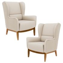 Kit 2 Poltronas Decorativas Base Manu Madeira Milena B-309 Veludo Bege - Domi Kit 2 Poltronas Decorativas Base Manu Madeira Milena B-309 Veludo Bege - Domi