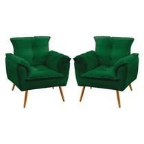 Kit 2 Poltronas Decorativas Beta Sued Verde Aradecor