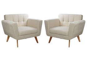 Kit 2 Poltronas Decorativas Bruna Sala de Estar Quarto Recepção Bege Kit 2 Poltronas Decorativas Bruna Sala de Estar Quarto Recepção Bege