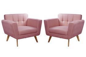 Kit 2 Poltronas Decorativas Bruna Sala de Estar Quarto Recepção