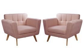 Kit 2 Poltronas Decorativas Bruna Sala de Estar Quarto Recepção Rosa Rose