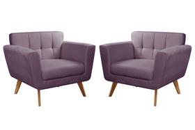 Kit 2 Poltronas Decorativas Bruna Sala de Estar Quarto Recepção Roxo Kit 2 Poltronas Decorativas Bruna Sala de Estar Quarto Recepção Roxo