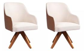 Kit 2 Poltronas Decorativas Brunet c/ Base Giratória Naturale Cognaque - Csr Studio