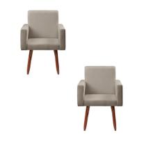 KIT 2 Poltronas Decorativas - Cadeira Nina Linho Bege - Star Confort