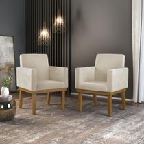 Kit 2 Poltronas Decorativas Cadeira Reforçada Recepção Bege Kit 2 Poltronas Decorativas Cadeira Reforçada Recepção Bege