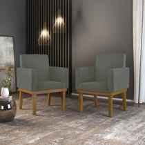 Kit 2 Poltronas Decorativas Cadeira Reforçada Recepção Cinza Kit 2 Poltronas Decorativas Cadeira Reforçada Recepção Cinza