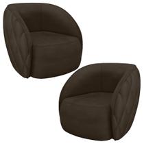 Kit 2 Poltronas Decorativas Clarke Veludo Marrom G45 - Gran Belo Kit 2 Poltronas Decorativas Clarke Veludo Marrom G45 - Gran Belo