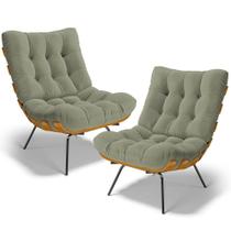 Kit 2 Poltronas Decorativas Costela L02 Bouclê Oliva - Lyam Decor Kit 2 Poltronas Decorativas Costela L02 Bouclê Oliva - Lyam Decor
