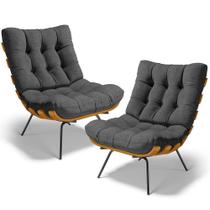 Kit 2 Poltronas Decorativas Costela L02 Linho Cinza Escuro - Lyam Decor Kit 2 Poltronas Decorativas Costela L02 Linho Cinza Escuro - Lyam Decor