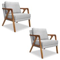 Kit 2 Poltronas Decorativas De Luxo Frida Linho Rústico Grigio G63 - Gran Belo Kit 2 Poltronas Decorativas De Luxo Frida Linho Rústico Grigio G63 - Gran Belo