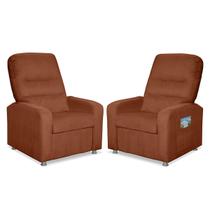 Kit 2 Poltronas Decorativas Do Papai Reclinável Confortável Suede LM Decor Sistema Reclinavel Inclinavel Manual