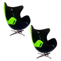 Kit 2 Poltronas Decorativas Egg Chair Aventador Verde/Preto G53 - Gran Belo Kit 2 Poltronas Decorativas Egg Chair Aventador Verde/Preto G53 - Gran Belo
