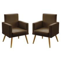 Kit 2 Poltronas Decorativas Estofada Para Sala De Estar Nina Com Rodapé Sued Marrom Aradecor Kit 2 Poltronas Decorativas Estofada Para Sala De Estar Nina Com Rodapé Sued Marrom Aradecor