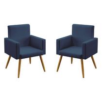 Kit 2 Poltronas Decorativas Estofada Para Sala De Estar Nina Sued Azul Marinho Aradecor Kit 2 Poltronas Decorativas Estofada Para Sala De Estar Nina Sued Azul Marinho Aradecor