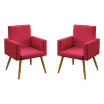 Kit 2 Poltronas Decorativas Estofada Para Sala De Estar Nina Sued Vermelho Aradecor