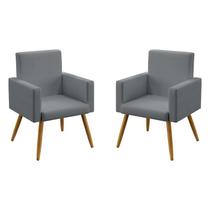 Kit 2 Poltronas Decorativas Estofada Vega Sued Cinza Aradecor Kit 2 Poltronas Decorativas Estofada Vega Sued Cinza Aradecor