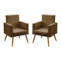 Kit 2 Poltronas Decorativas Estofadas Nina Com Rodapé Para Sala de Estar Sued Capuccino Aradecor Kit 2 Poltronas Decorativas Estofadas Nina Com Rodapé Para Sala de Estar Sued Capuccino Aradecor