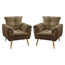 Kit 2 Poltronas Decorativas Estofadas Opala Para Sala de Estar Sued Capuccino Aradecor Kit 2 Poltronas Decorativas Estofadas Opala Para Sala de Estar Sued Capuccino Aradecor