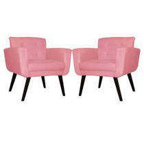 Kit 2 Poltronas Decorativas Geovana Suede Rosa - Malta Decor