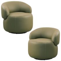 Kit 2 Poltronas Decorativas Giratória Orgânica Sala Living Nevile L06 material sintético Musgo - Lyam Decor Kit 2 Poltronas Decorativas Giratória Orgânica Sala Living Nevile L06 material sintético Musgo - Lyam Decor