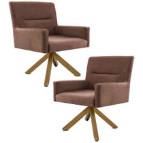 Kit 2 Poltronas Decorativas Giratórias Base Giromad Madeira Angel B-276 Veludo Ferrugem - Domi Kit 2 Poltronas Decorativas Giratórias Base Giromad Madeira Angel B-276 Veludo Ferrugem - Domi