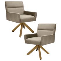 Kit 2 Poltronas Decorativas Giratórias Base Giromad Madeira Angel B-68 Veludo Marrom - Domi Kit 2 Poltronas Decorativas Giratórias Base Giromad Madeira Angel B-68 Veludo Marrom - Domi