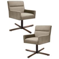 Kit 2 Poltronas Decorativas Giratórias Base Xis Madeira Angel B-68 Veludo Marrom Claro - Domi Kit 2 Poltronas Decorativas Giratórias Base Xis Madeira Angel B-68 Veludo Marrom Claro - Domi