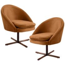 Kit 2 Poltronas Decorativas Giratórias Base Xis Madeira Rafa B-262 Veludo Telha - Domi