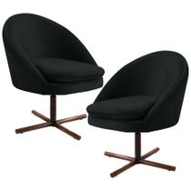 Kit 2 Poltronas Decorativas Giratórias Base Xis Madeira Rafa B-300 Veludo Preto - Domi Kit 2 Poltronas Decorativas Giratórias Base Xis Madeira Rafa B-300 Veludo Preto - Domi