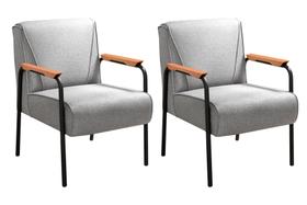 Kit 2 Poltronas Decorativas Jade Braços Fixo Cinza