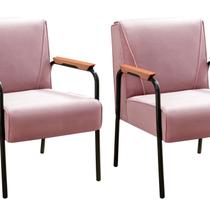 Kit 2 Poltronas Decorativas Jade Braços Fixo Rosa Rose
